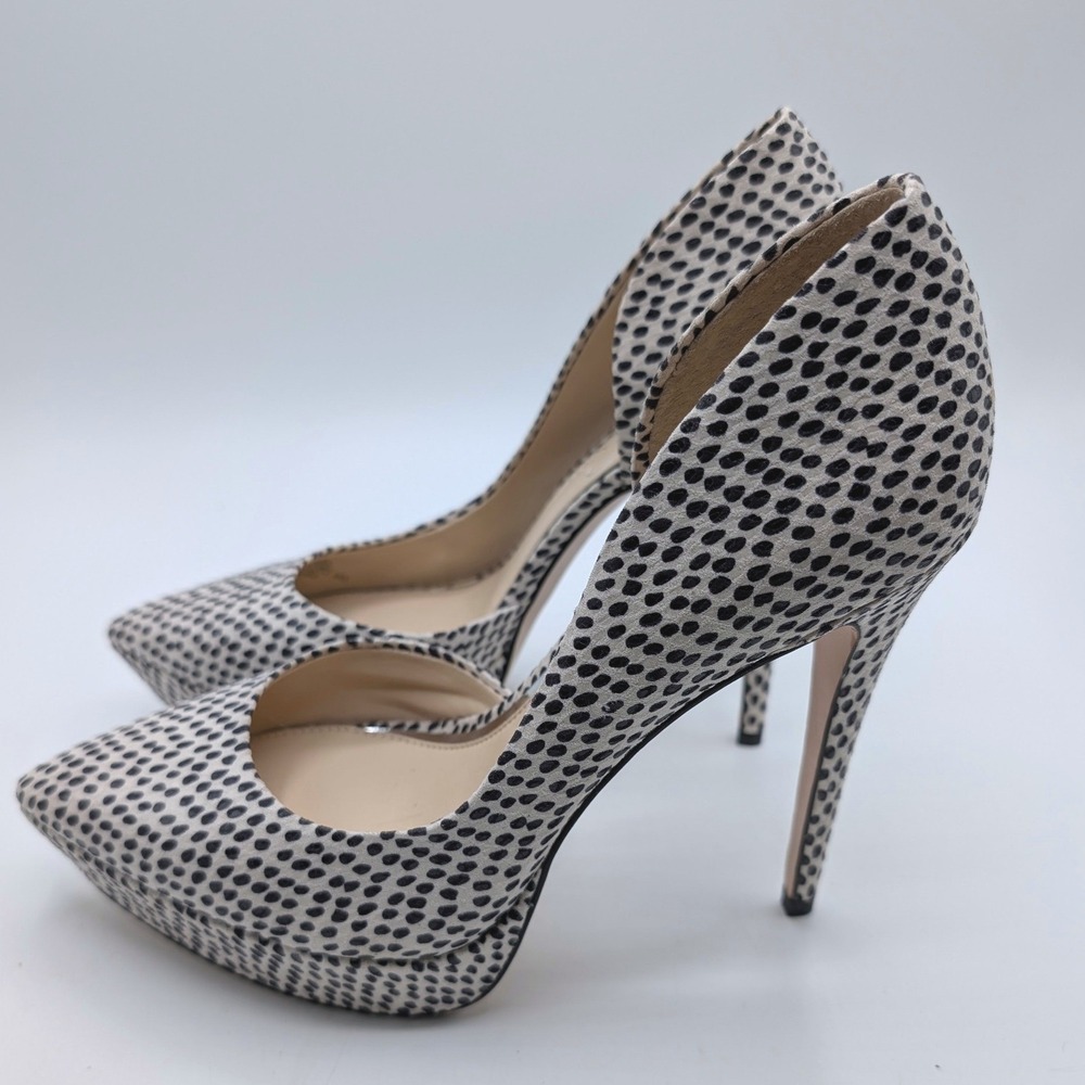 Jessica Simpson Heels 8 Rinah Animal leopard Platform Pumps White Black Spotted - Picture 5 of 10